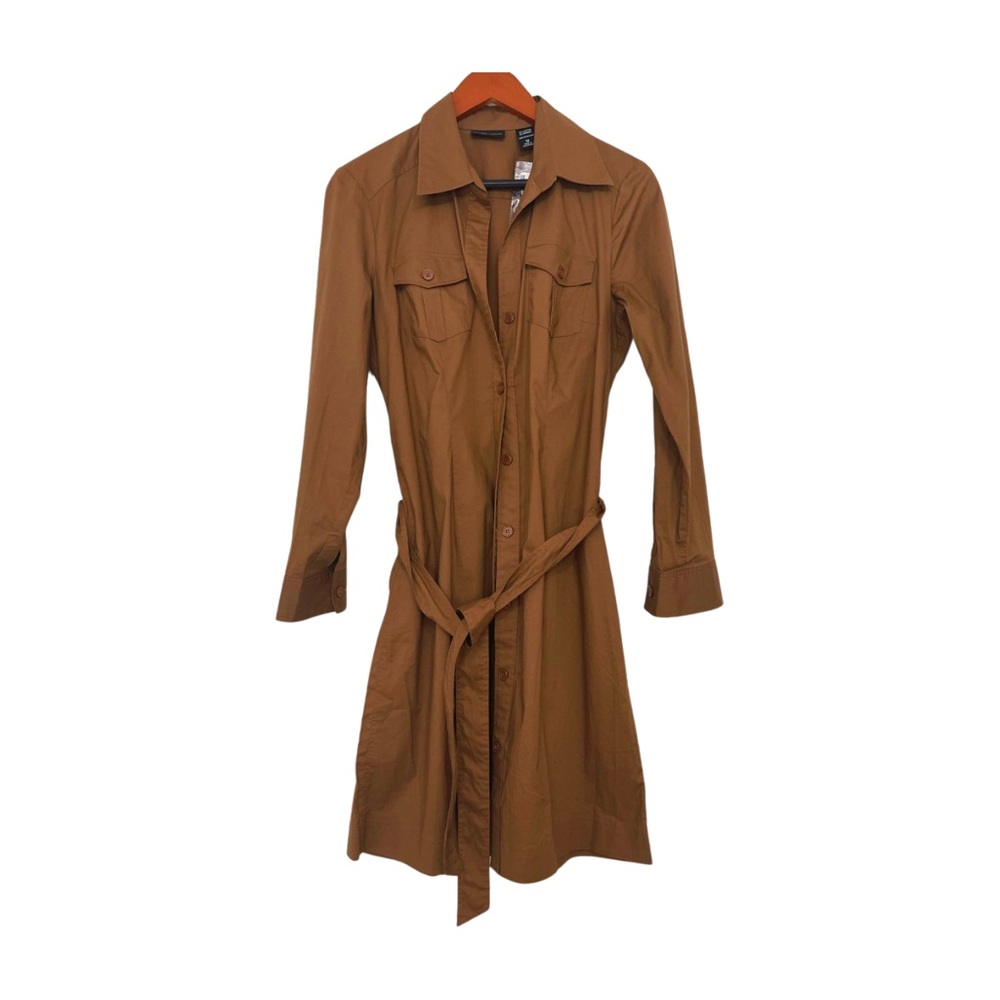 New York & Company Brown Button Up Long Sleeve Shirt Dress. Size 10